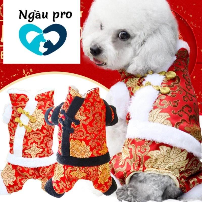 Product Introduction of Bộ Quần áo tết chó mèo LONG BÀO lót bông kiểu 4 chân - Áo cho chó dưới 10kg hàng cao cấp đẹp dễ thương, Áo tết mặc cho thú cưng mới 2024 5