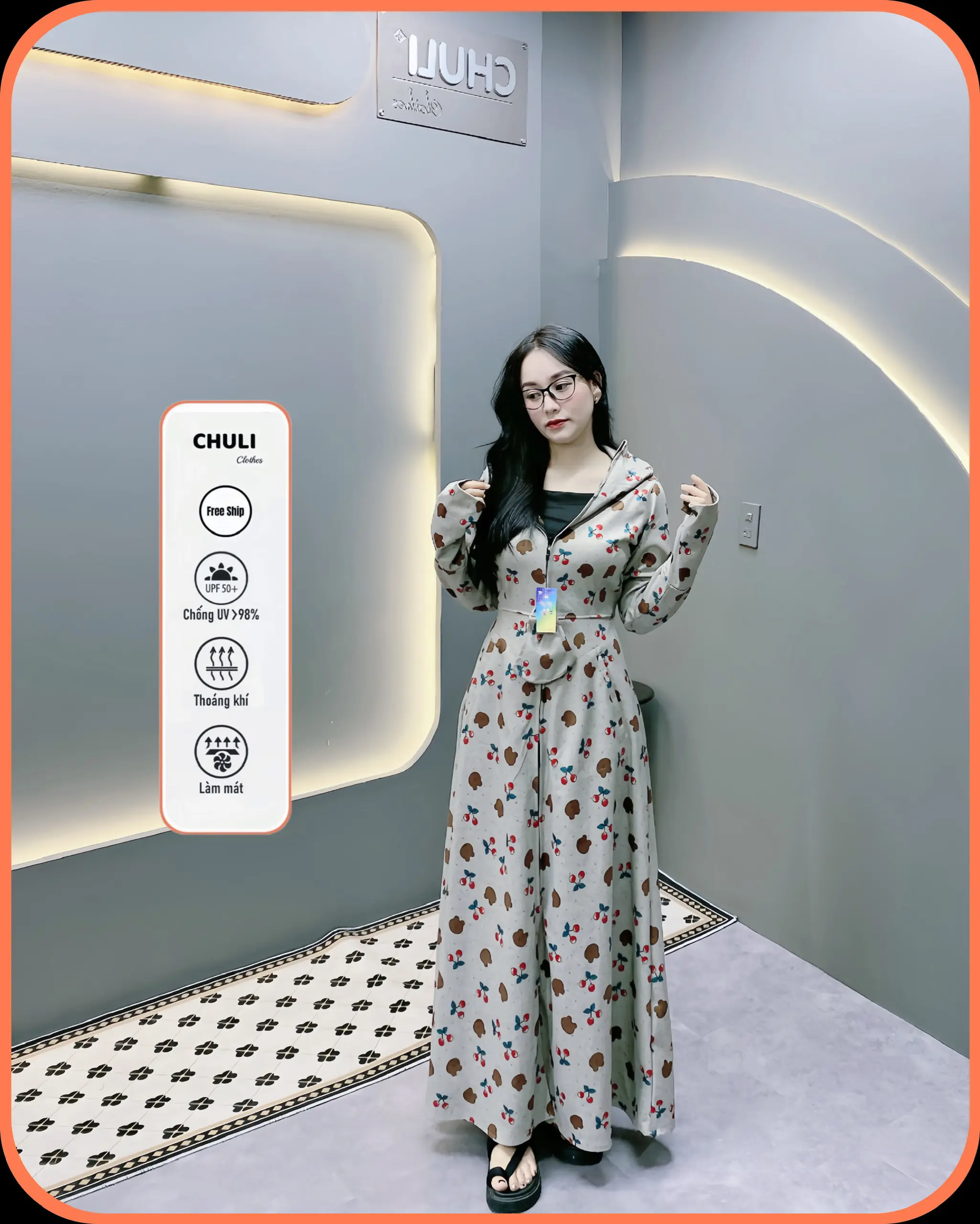 Áo chống nắng umi toàn thân tay 2 lớp nhà Chuli Clothes - Hình Gấu Chery - Chuli áo chống nắng