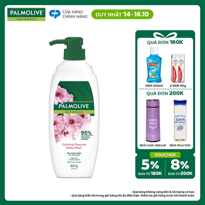 [Duy nhất 14-16.10] Sữa tắm Palmolive chiết xuất thiên nhiên dưỡng da 500g từ sữa và hoa, mềm mịn da, hương thơm hoa anh đào và hoa phong lan