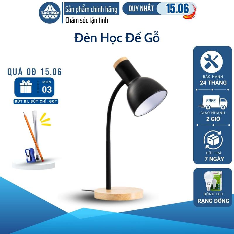Đèn bàn học đế gỗ, đèn led để bàn làm việc đọc sách phù hợp bảo vệ mắt chống cận, decor bảo hành của nhà cung cấp thông minh