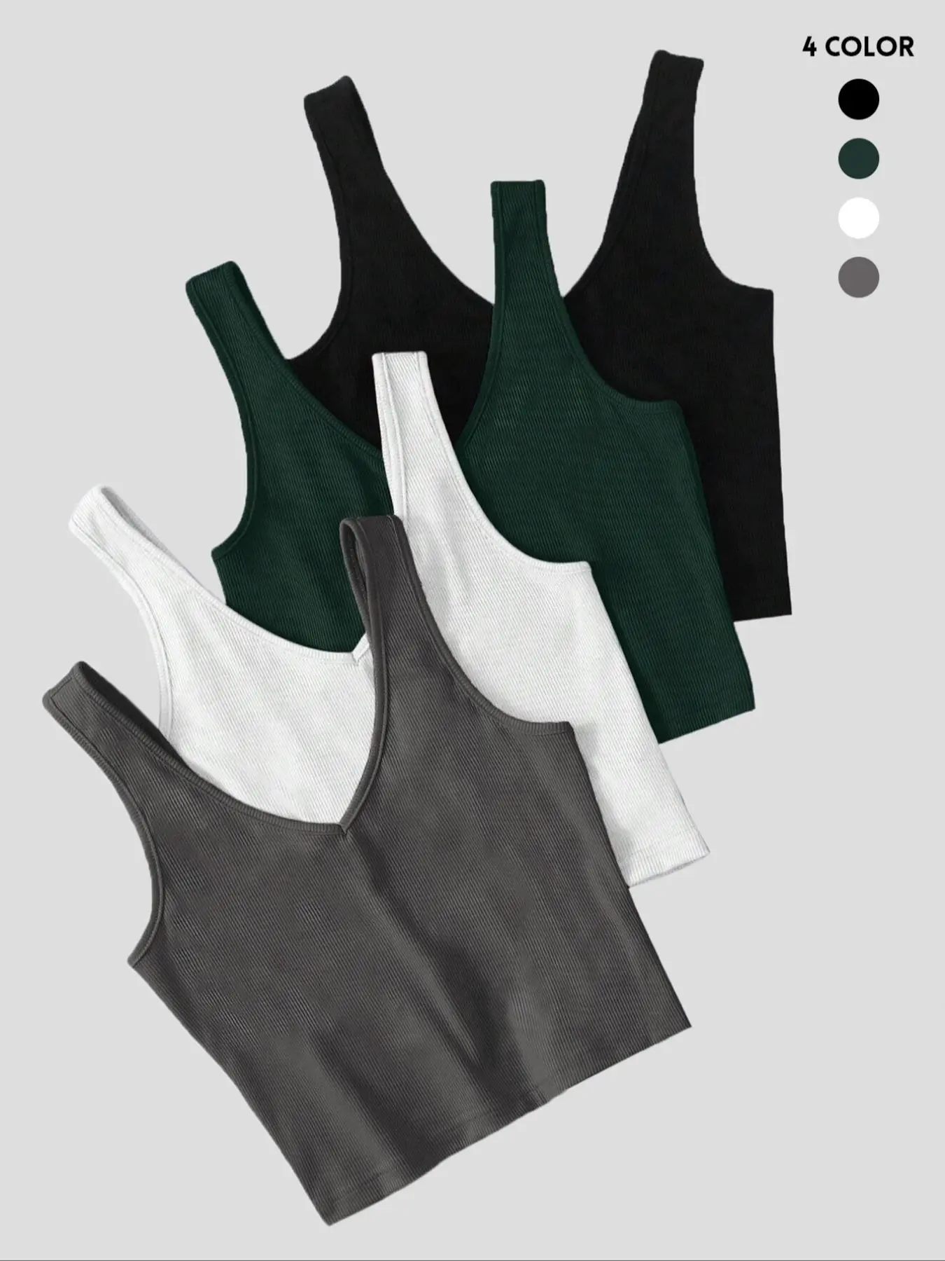Women's Solid V Neck Crop Tank Top, Summer Clothes for Girls Women, Casual Sleeveless Ribbed Top for Summer, Ladies Clothes for Daily Wear