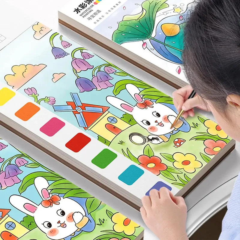 12 Pages Coloring Book Portable Watercolor Painting Book Graffiti Picture Book Painting Drawing Toy Children Gift