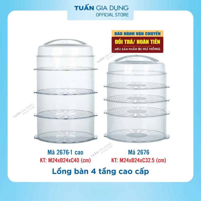 Lồng bàn 4 tầng cao cấp để thực phẩm, giữ nhiệt, có nắp đậy Việt Nhật MS 2676