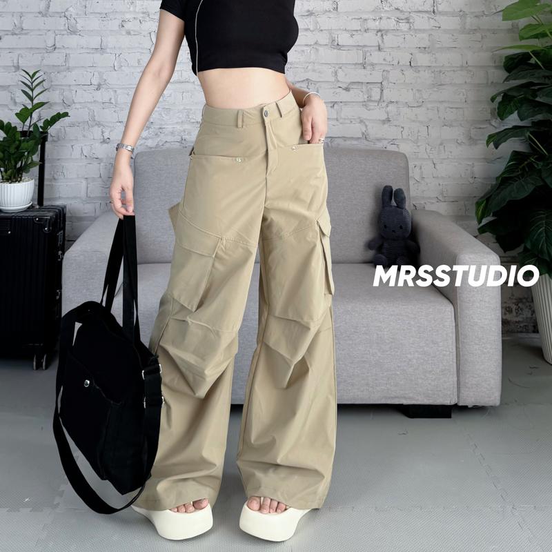 Quần kaki nữ thô giãn MRS phiên bản mới cá tính mùa hè 2024 MRQ105G dáng loe tôn dáng Voi Pants