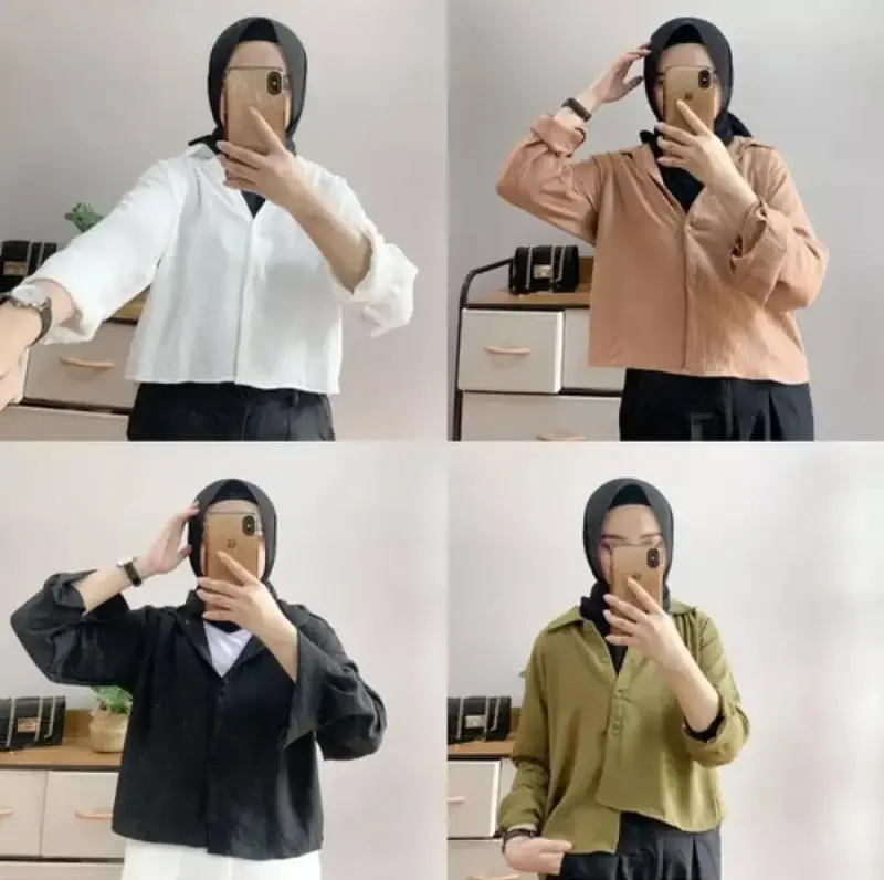 Kemeja Hanin Crop Cringkle 0