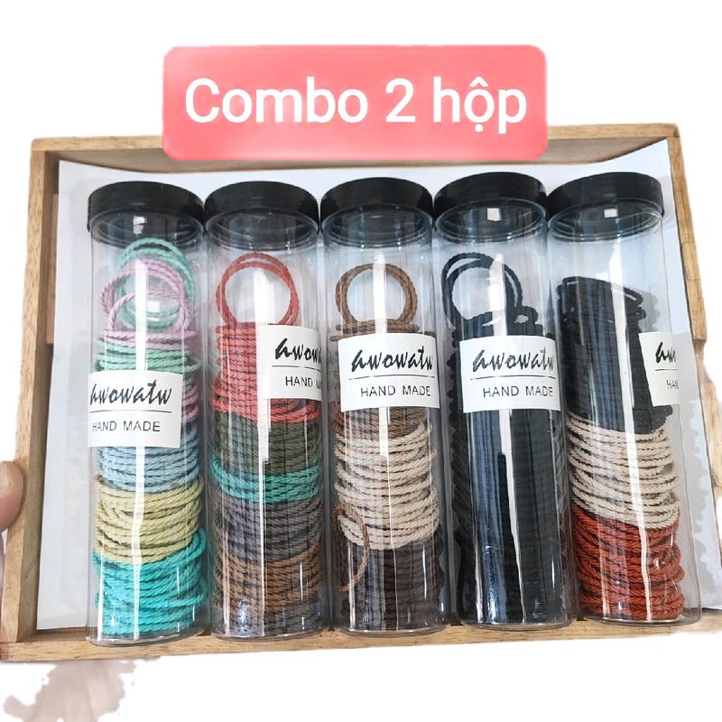 Combo 2 hộp thun cột tóc xoắn cao su đàn hồi hộp 100 sợi tùy chọn màu Dumi Shop