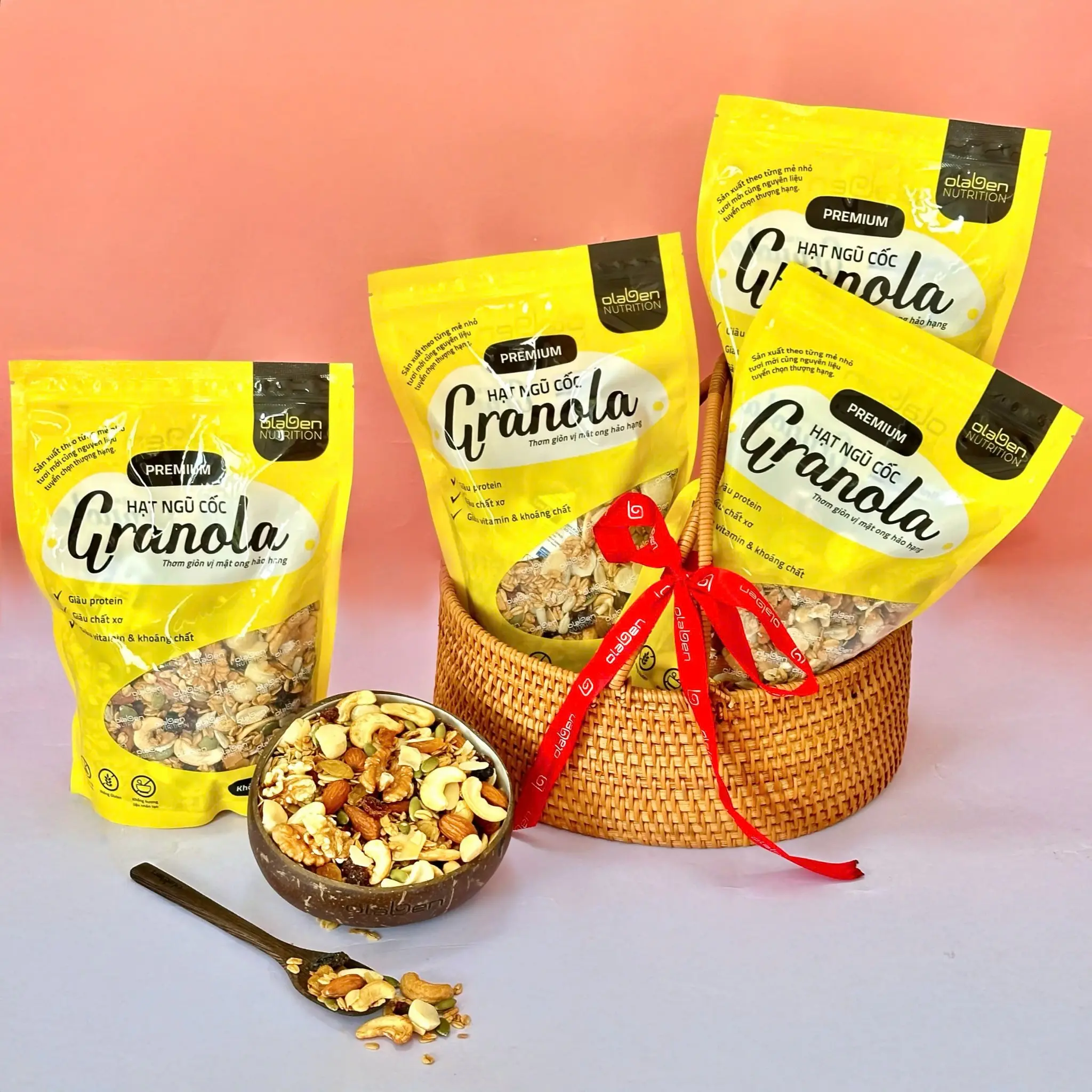 COMBO 3 Túi Granola Olaben 500g Ngũ cốc dinh dưỡng Olaben Nutrition Vị Mật Ong ngucoc hats end