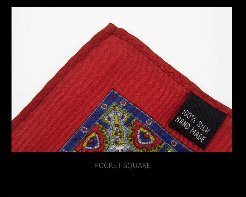 Product Introduction of Men 100% Silk Pocket Square Print Real Satin Small Square Scarf Gentleman Business Suit Shirt Chest Scarf Handkerchief 30*30 Cm 18