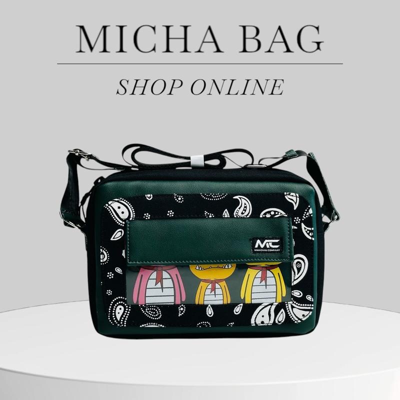 Túi xách vải Canvas thời trang nam nữ chính hãng Minhchau TT102 Bag Đeo Vai Đeo Chéo Da túi đeo cheo nam chong nuoc Đồng Kem