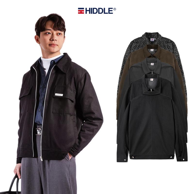 Áo khoác nam cao cấp hàng hiệu HIDDLE túi hộp kaki, nỉ dạ, da lộn đen nâu | H8-AK1_H8-AK7_H11-AK1