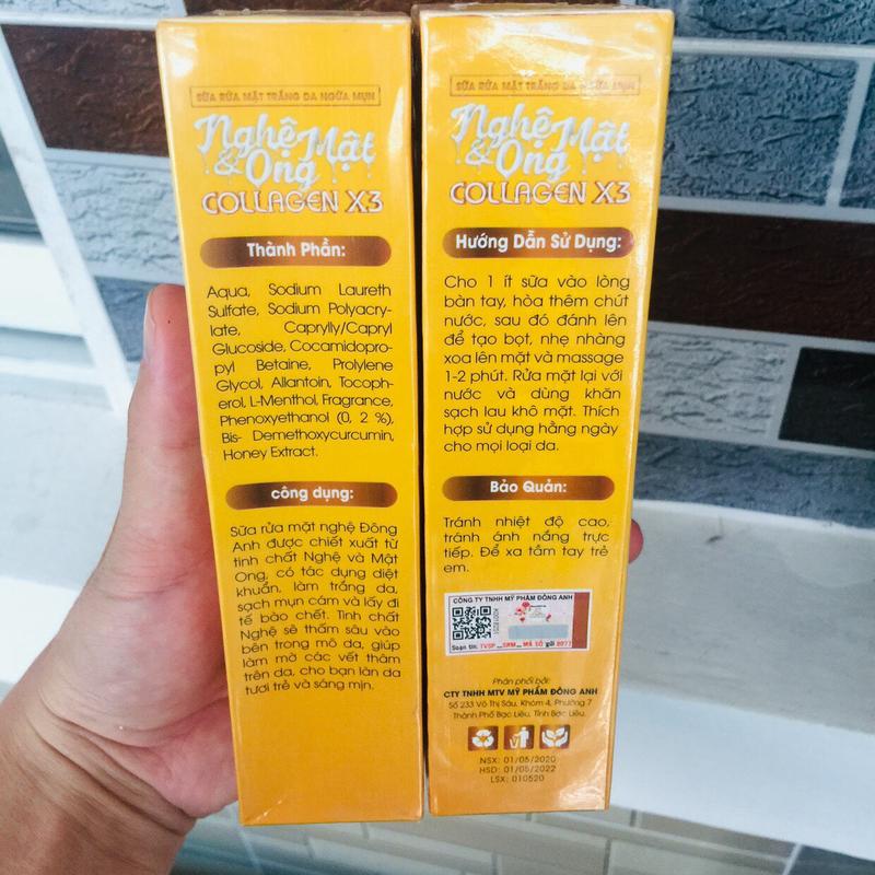 Sữa rửa mặt Nghệ Collagen X3 Đông Anh - Chính hãng Kiểm soát dầu Da nhạy cảm Tất cả các loại da Skincare Làm Đẹp Da sữa _ 1