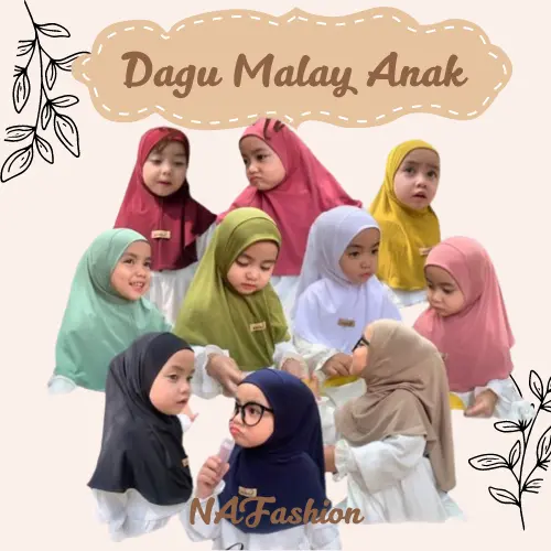 Kerudung Bergo Dagu Malay  Anak 1 - 6 tahun  Jilbab Muslim