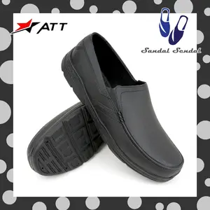 Sepatu Pantofel Pria ATT AB 668 Hitam Karet Kerja Flat Shoes