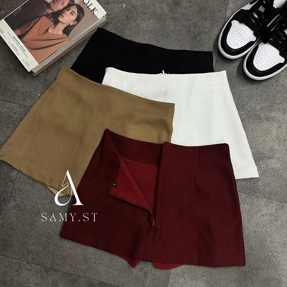 Chân váy ngắn Mini Skirt Basic (Có quần bảo hộ) - Samy.St - Vải poli cao cấp - Đen, Trắng, Đỏ, Nude - Size S, M, L