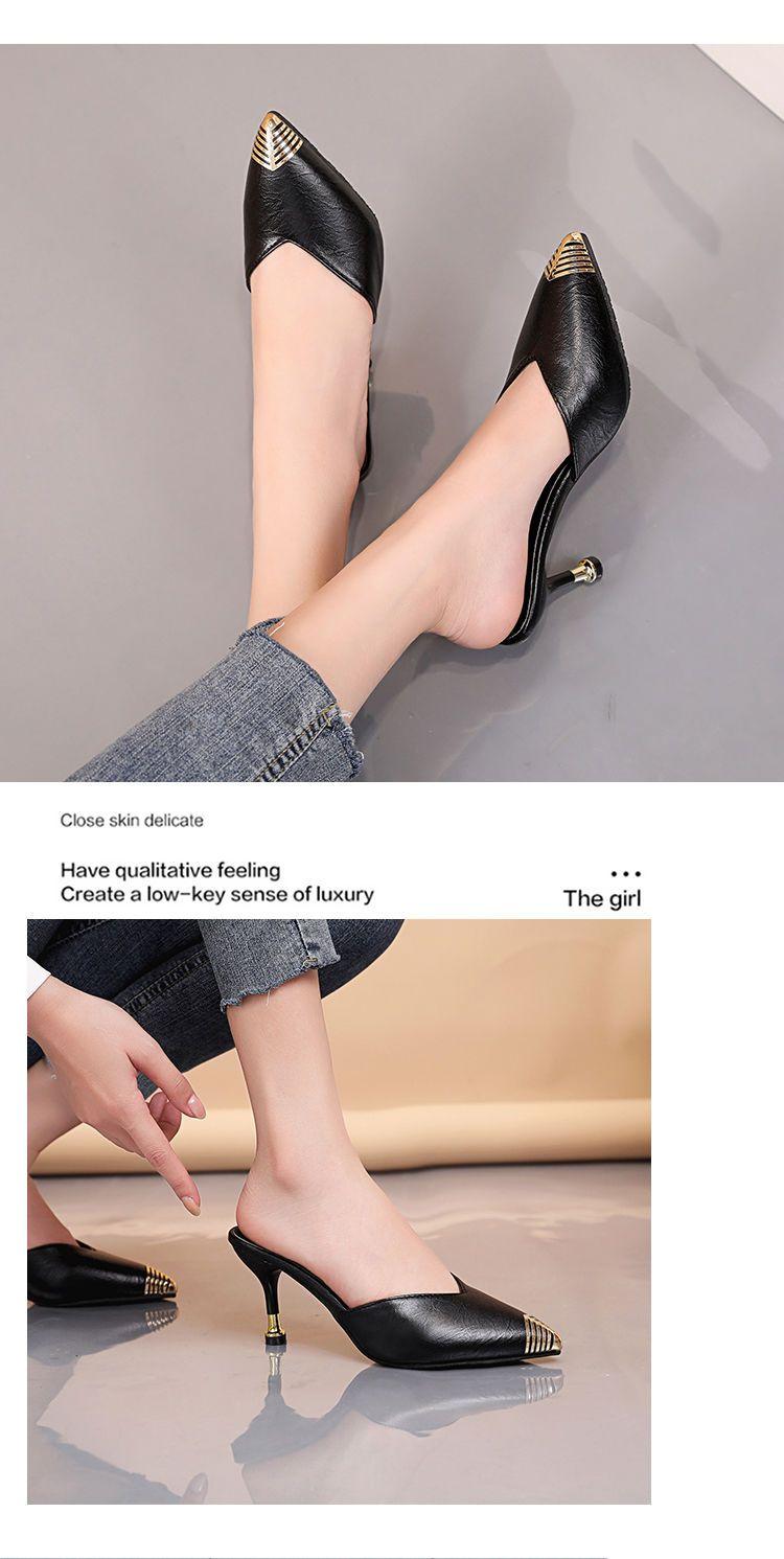 Product Introduction of Dép Lười Đầu Mũi Giày Cao Gót, Da Thật Mềm, Dành Cho Nữ, Hàng Mới Về Mùa Hè 2024, Có Thể Đeo Ngoài Trời, Mũi Nhọn, Dép Tinh Tế, Người Có Ảnh Hưởng Trực Tuyến, Dép 14