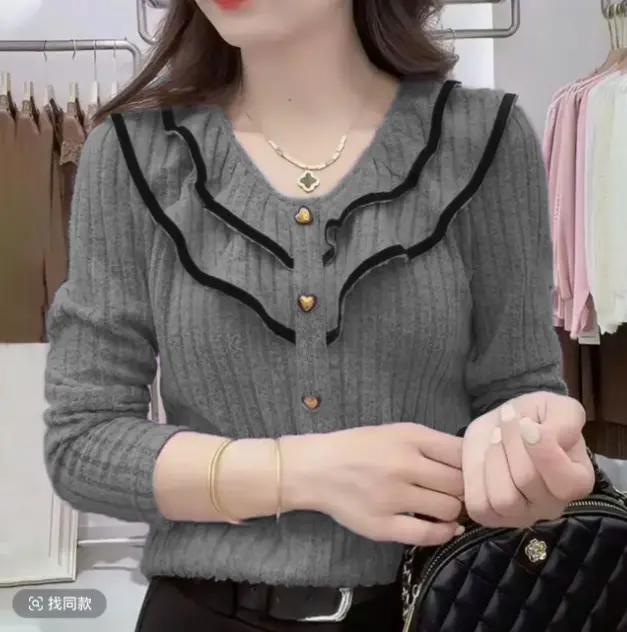 [HT-10 ] Áo Kiểu Nữ  Dài tay  , Chất len lông thỏ mềm mịn , giữ ấm tốt 3