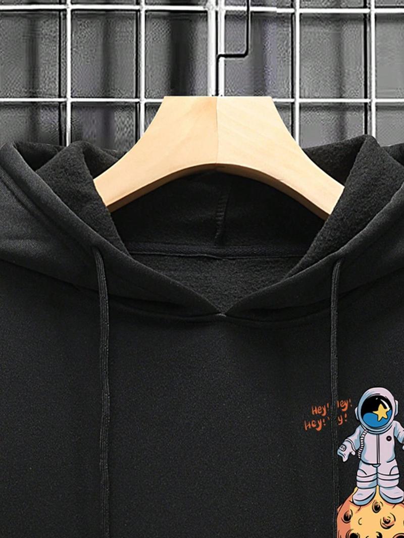 Product Introduction of Unisex Men's Cartoon Graphic Print Drawstring Essentials Hoodie, Regular Fit Casual Long Sleeve Hooded Sweatshirt for Fall & Winter, Men's Clothes, National Day Clothing 5
