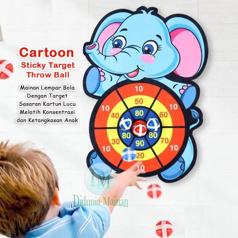Mainan Edukasi Anak Cowok Cewek Toys Dart Game Papan Gajah Lempar Bola Tempel 1