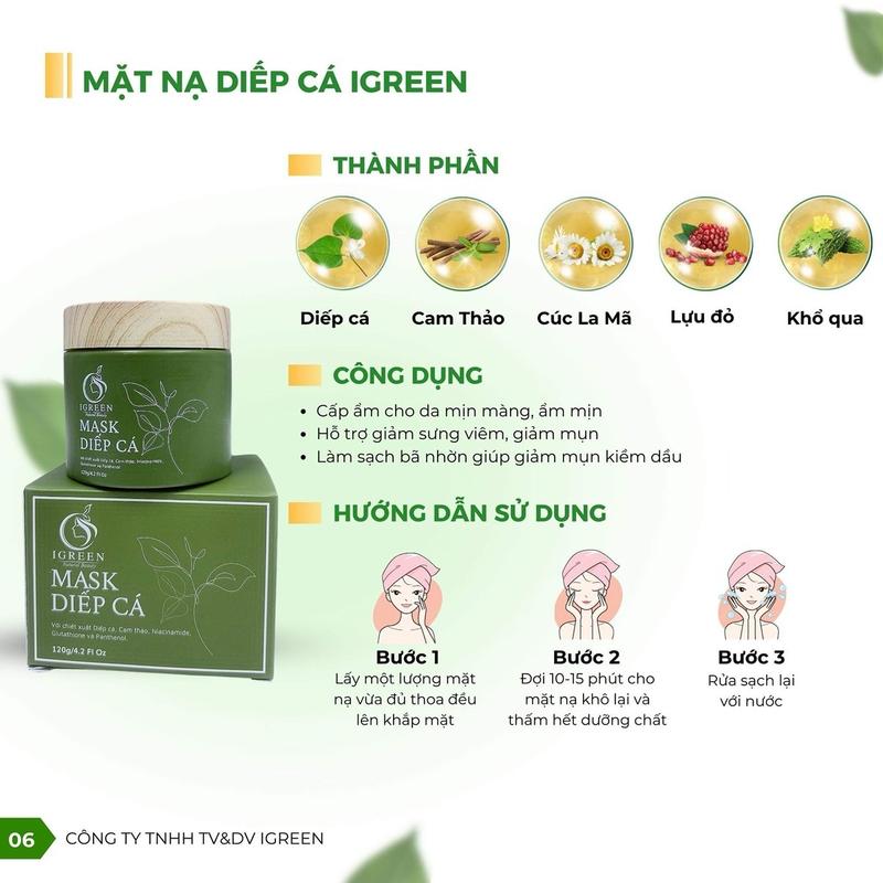 [TẶNG CỌ BẠCH TUỘC+ BÔNG RỬA MẶT] - MẶT NẠ DIẾP CÁ TƯƠI IGREEN - HỖ TRỢ CẢI THIỆN DA MỤN, DA THÂM, GIÚP DA MỀM MỊN, SE KHÍT LỖ CHÂN LÔNG, TRẮNG SÁNG CHẮC KHOẺ Skincare Cosmetics Women Nữ 4