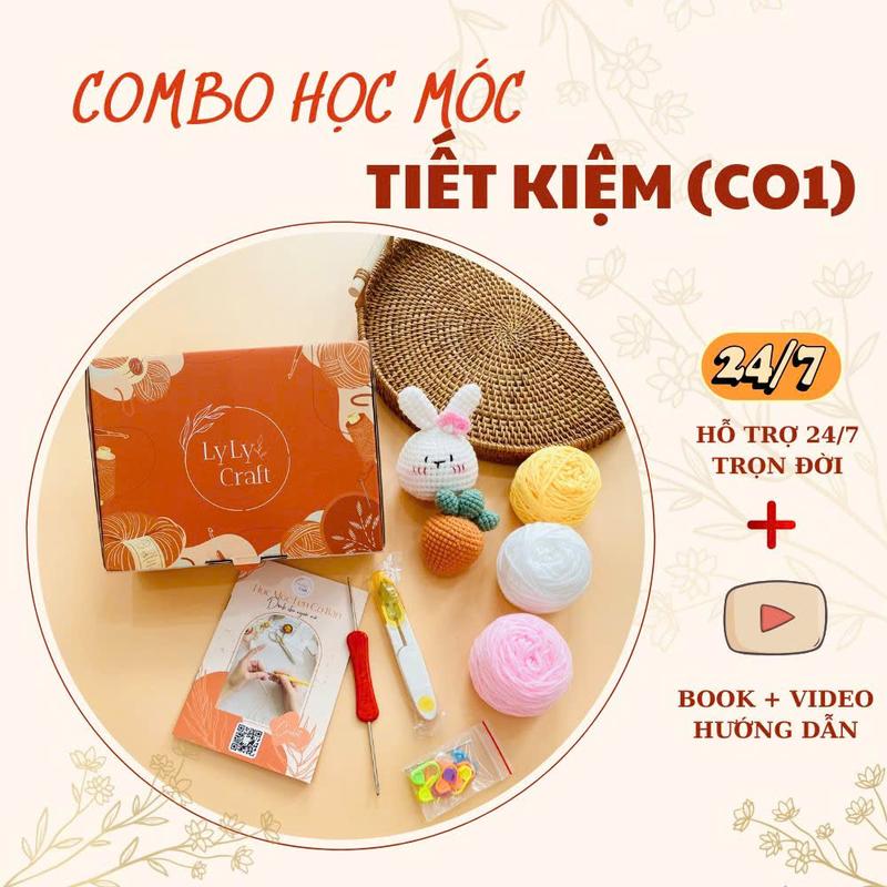 Bộ móc len cho người mới bắt đầu học móc len - Combo Tiết Kiệm (C01) giúp bạn nhập môn đan móc len dễ dàng tiện lợi