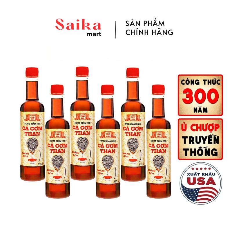 Thùng 6 chai nước mắm nhỉ cá cơm than Làng Chài Xưa 525ml/chai sánh đặc thịt cá 300 năm truyền thống phù hợp làm nước sốt, gia vị Cay Chua 1