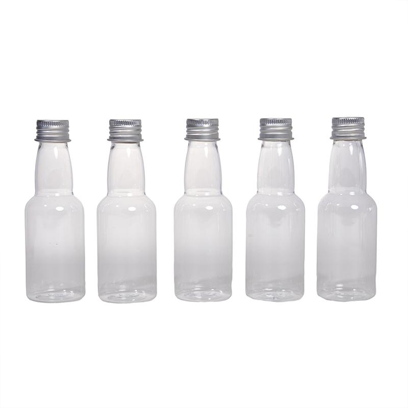 Product Introduction of 5Pcs 60ml Mini Clear PET Refillable Small Wine Bottles For Party Wedding Liquor Bottles With Leak Proof Screw Lid 26