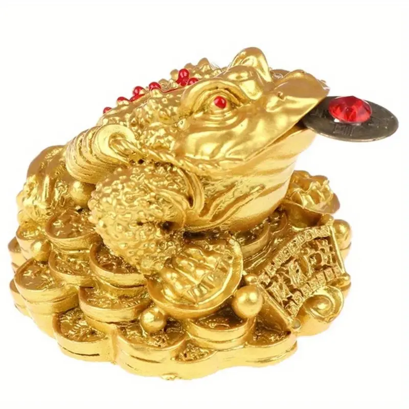 Tượng Thiềm Thừ Tài Lộc Vàng, Đồ Trang Trí Phong Thủy Trung Quốc, Đồ Thủ Công Bằng Resin Để Giúp Thành Công Kinh Doanh, Trang Trí Bàn Làm Việc, 1,97inch thần  tài  mini cóc  ngậm  đồng  tiền 5