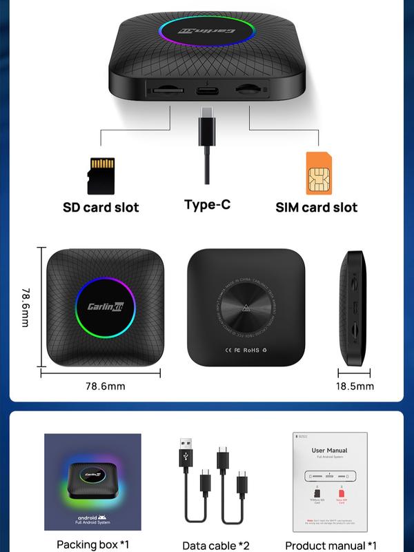 Bộ Android Box Hãng Carlinkit Tbox Plus Cho Ô Tô, có cập nhật phần mềm tự động lắp cho Màn Hình zin