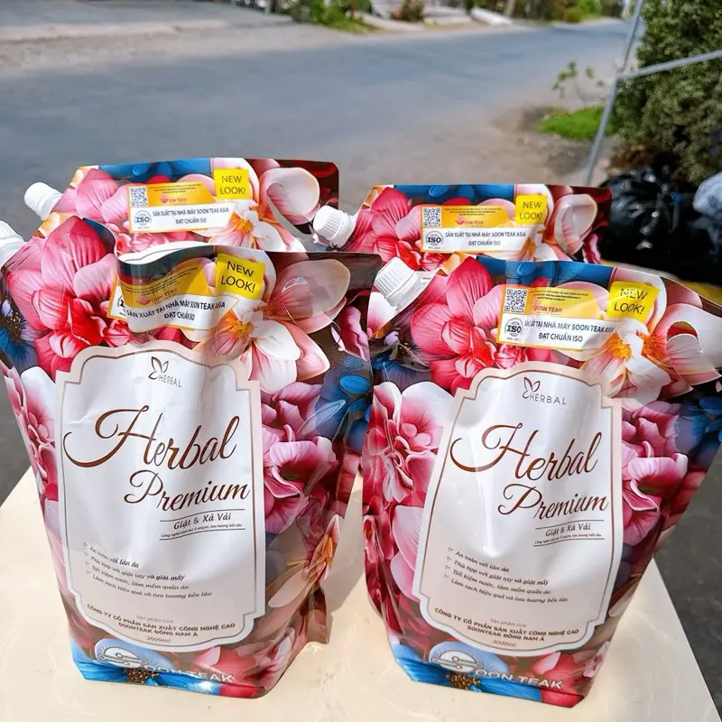 Nước giặt xả herbal hương nước hoa Pháp thùng 4tuí 12kg đạt chuẩn iso 9001 (tem chống hàng giả ) 2