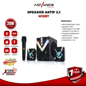 Advance M12BT Stereo Bluetooth Xtra Bass Subwoofer Free Mic