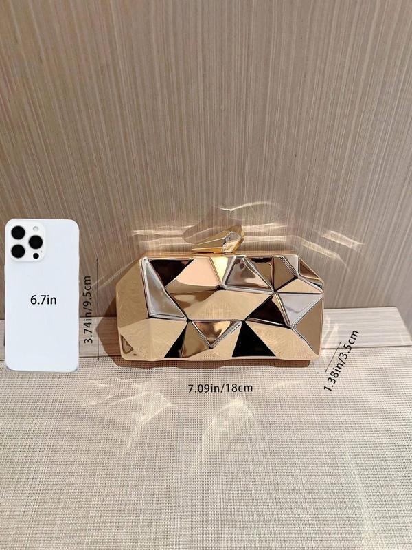 Women's Elegant Geometric Design Evening Bag, Exquisite Trendy Metal Clutch Bag, Fashionable Bag for Party Decoration 1