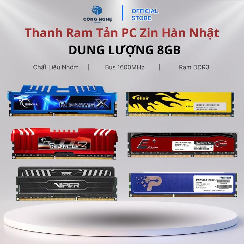   Chính Hãng  Ram Máy Tính PC,Ram Tản Nhiệt 8GB | 4GB DDR3 Bus 1600MHZ Zin Hàn Nhật 