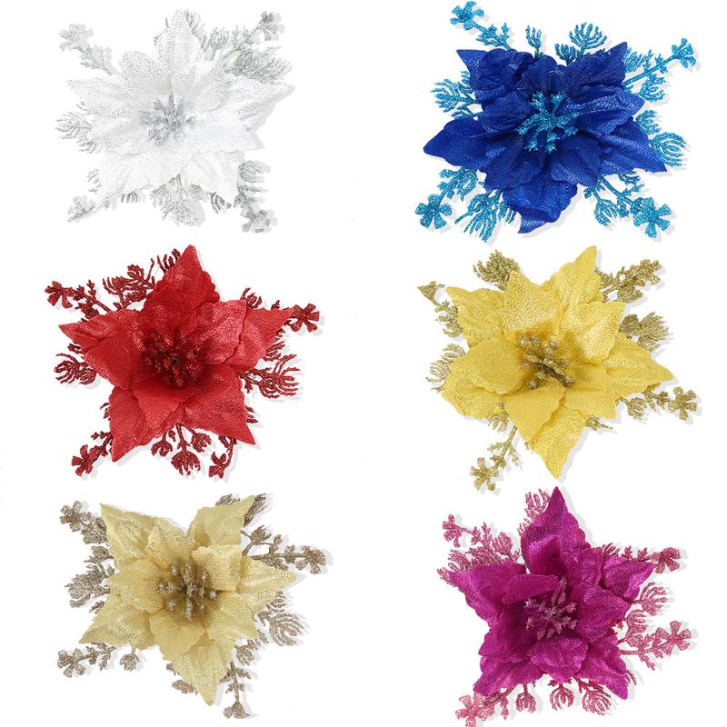 Đồ Trang Trí Hoa Nhân Tạo Lấp Lánh, 16cm, Để Trưng Bày Cây Ngày Lễ Tuyệt Đẹp 3