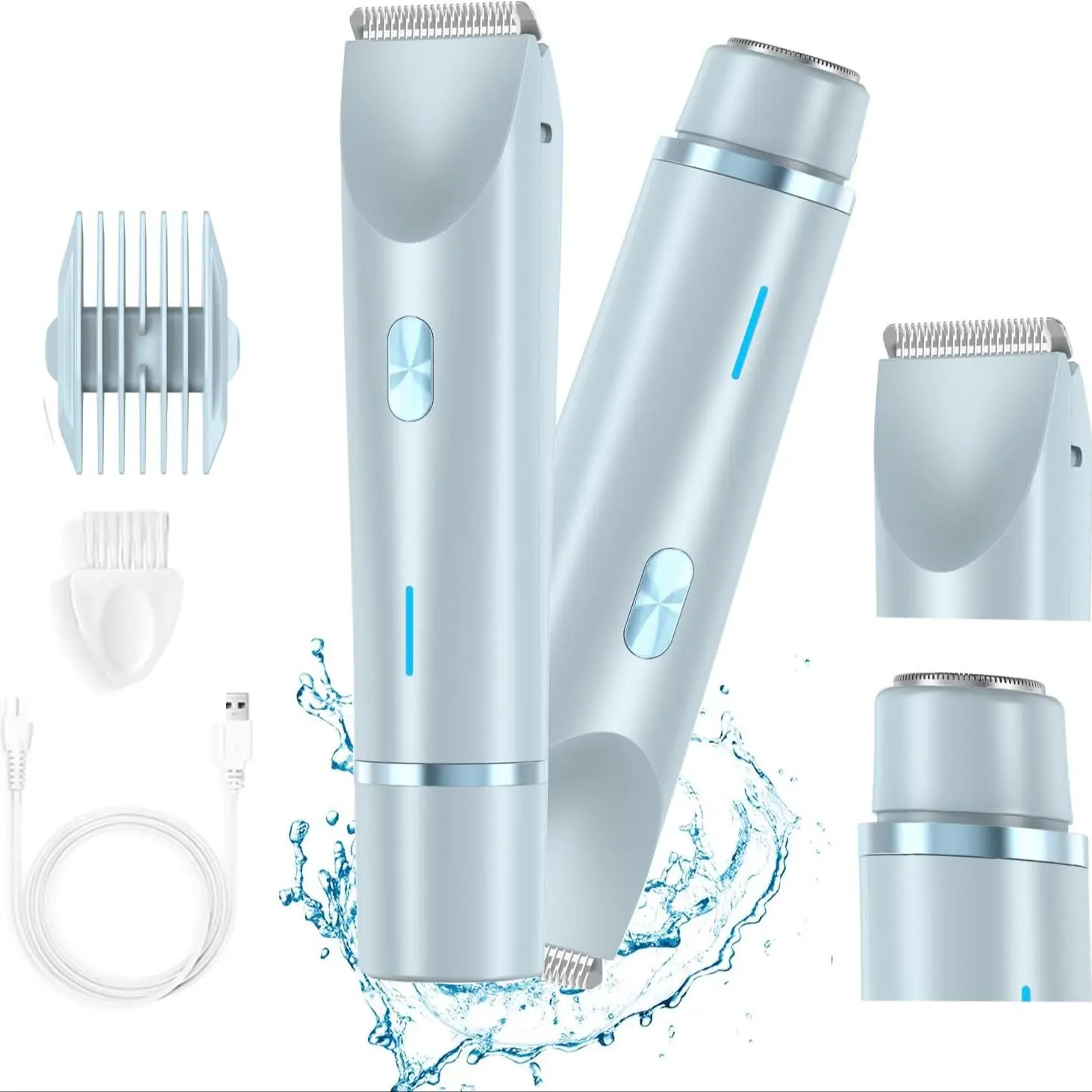 Double Head Electric Shaver, 1 Box Waterproof Bikini Trimmer, Gentle & Painless Hair Remover for Sensitive Areas, Personal Care Appliances