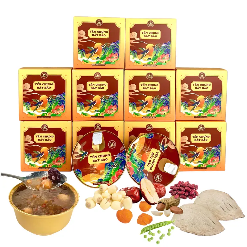 [ MỚI LẠ] Yến chưng Bát Bảo - yến, táo đỏ, hạt sen, kỷ tử, long nhãn, đậu phộng, đậu đỏ, đậu xanh 280gram yensao 0