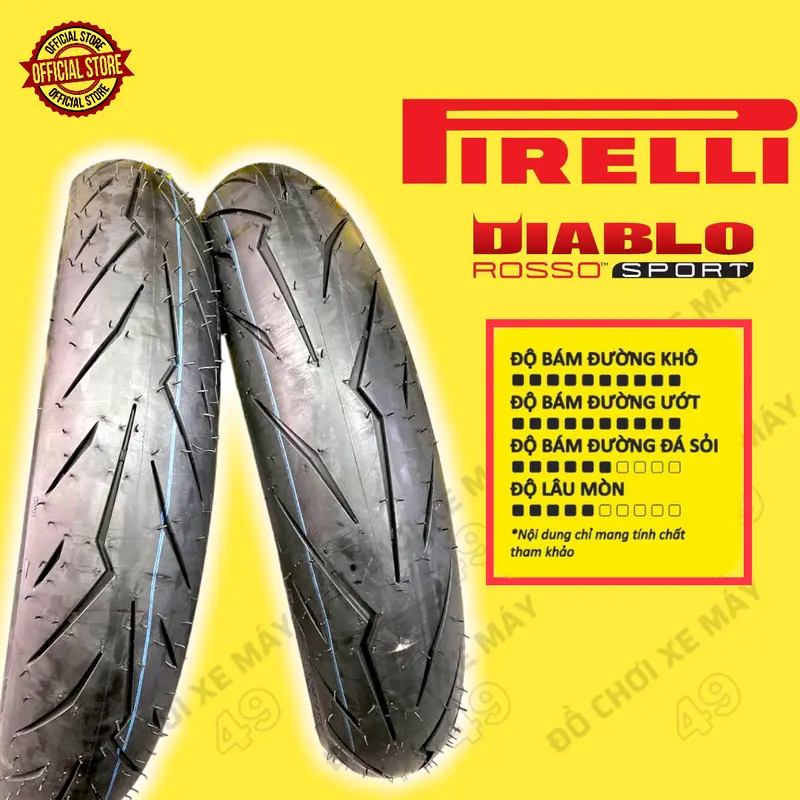 Vỏ Lốp Xe Máy Pirelli 100/80/14 Diablo Rosso Sport ( không ruột ) 1
