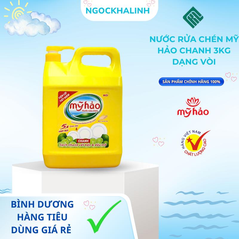  Nước rửa chén Mỹ Hảo chanh can 3kg dạng vòi 