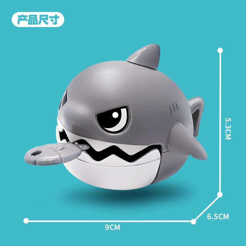 [Shark Pull-back Toys/ Keychain] Shark pull string shark decompression toys keychain grip shark eat drawstring rope 4