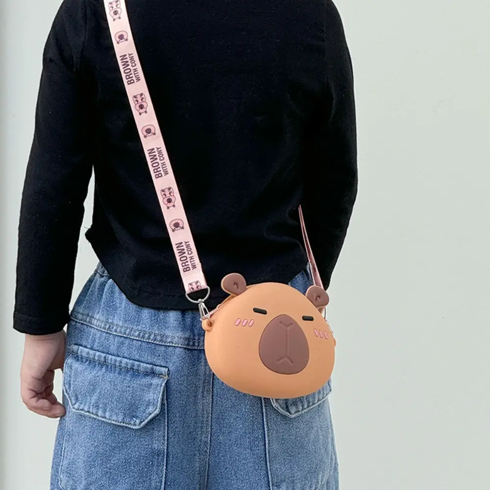 Túi Đeo Chéo Capybara, Túi Đeo Vai Capybara, Ví Zero, Dây Đeo Có Thể Điều Chỉnh Ví Động Vật Kawaii Hoạt Hình Búp Bê, Thích Hợp Cho Trẻ Em, Được Làm Bằng Chất Liệu Gel Silica, Lưu Trữ