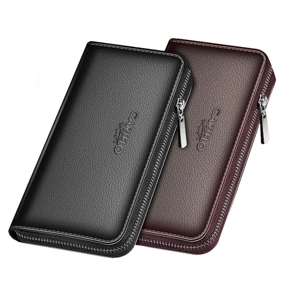 Men Long Wallets Zipper Leather Purse Business Clutch Handbag