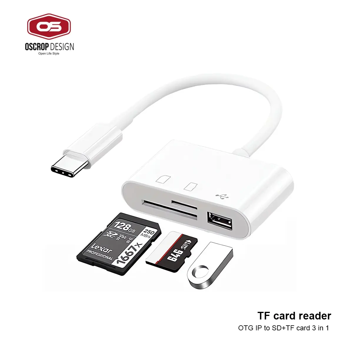 【รับประกัน 1 ปี】มัลติฟังก์ชั่น อะแดปเตอร์ OTG 3in1 Type-c -micro โทรศัพท์มือถือ การ์ดหน่วยความจ2.0 USB+SD/TF Card
