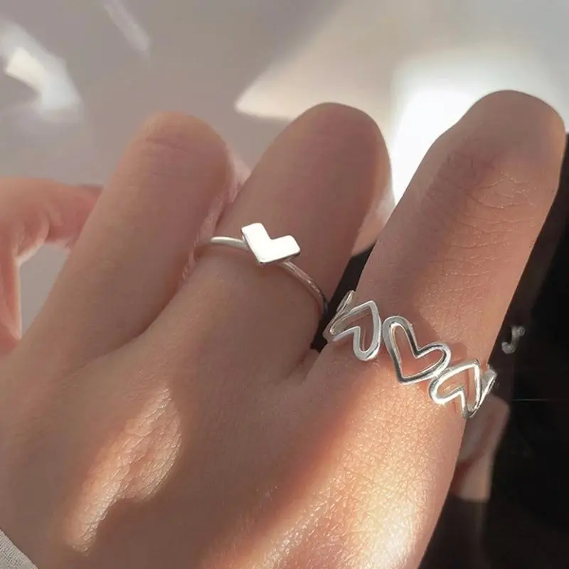 Nhẫn Hở Hình Trái Tim, Thời Trang Khoét Lỗ, Phong Cách Unisex, Nhẫn Mạ Điện Hợp Kim, Phụ Kiện Thời Trang 3