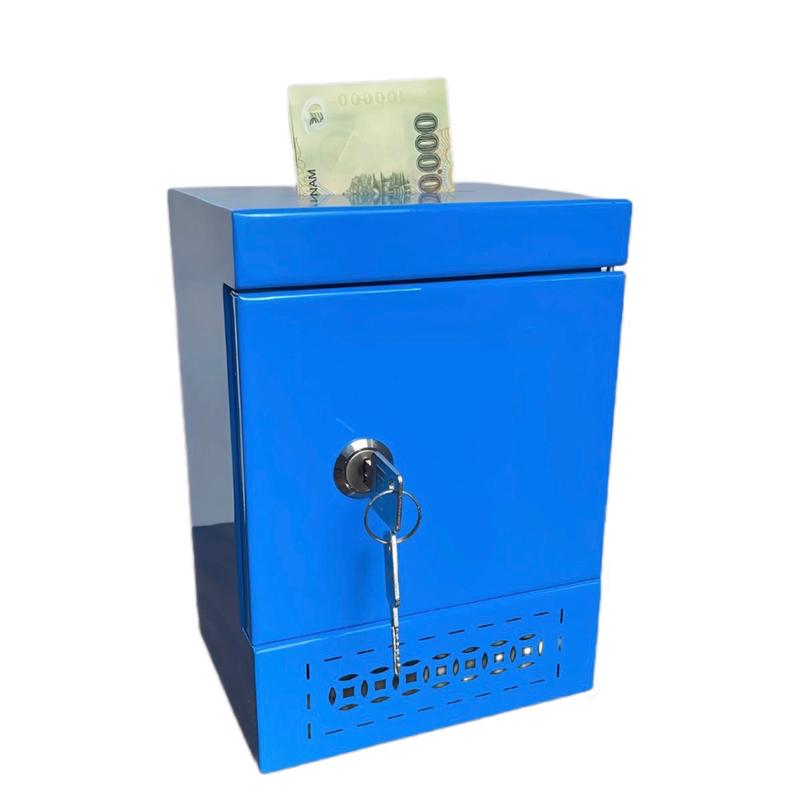 Tủ sắt mini Két sắt tiết kiệm tiền thay thế chú heo (loại nhỏ) Ketsat - Két hoa văn kim tiền & khoá chìa tiết kiệm 15x20