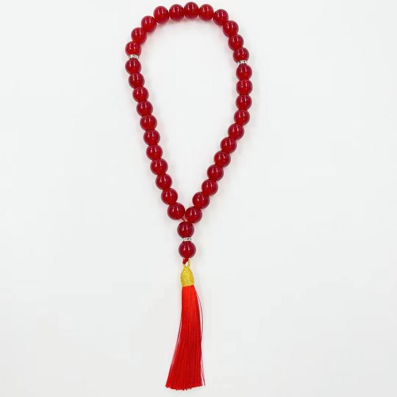 Product Introduction of 2025 New Fashionable Versatile Style33 Pieces 12mm Crystal Large Beads Golden Tassel Muslim Prayer Beads Tasbih 2