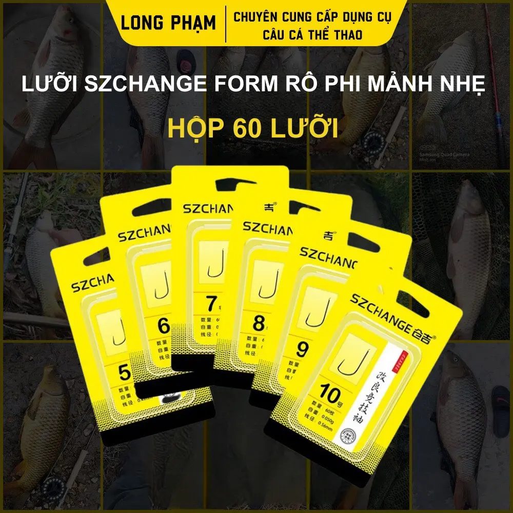 LƯỠI CÂU SZCHANGE FORM RÔ PHI MẢNH NHẸ ( HỘP 60 LƯỠI )