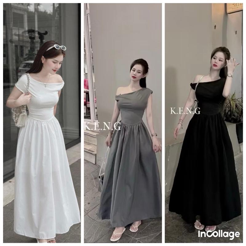  Đầm Maxi Nữ Lệch Vai Dáng Dài Sang Chảnh Trắng Đẹp - Dress váy  len tăm 