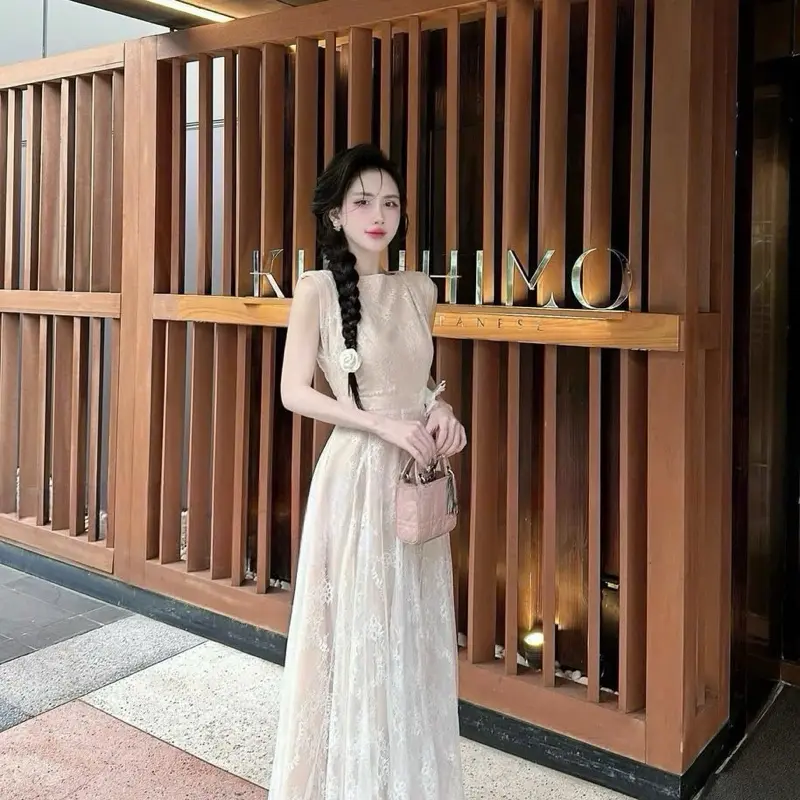 B06-Váy thiết kế ren dáng dài cao cấp sang chảnh, phù hợp đi tiệc, đi hẹn hò