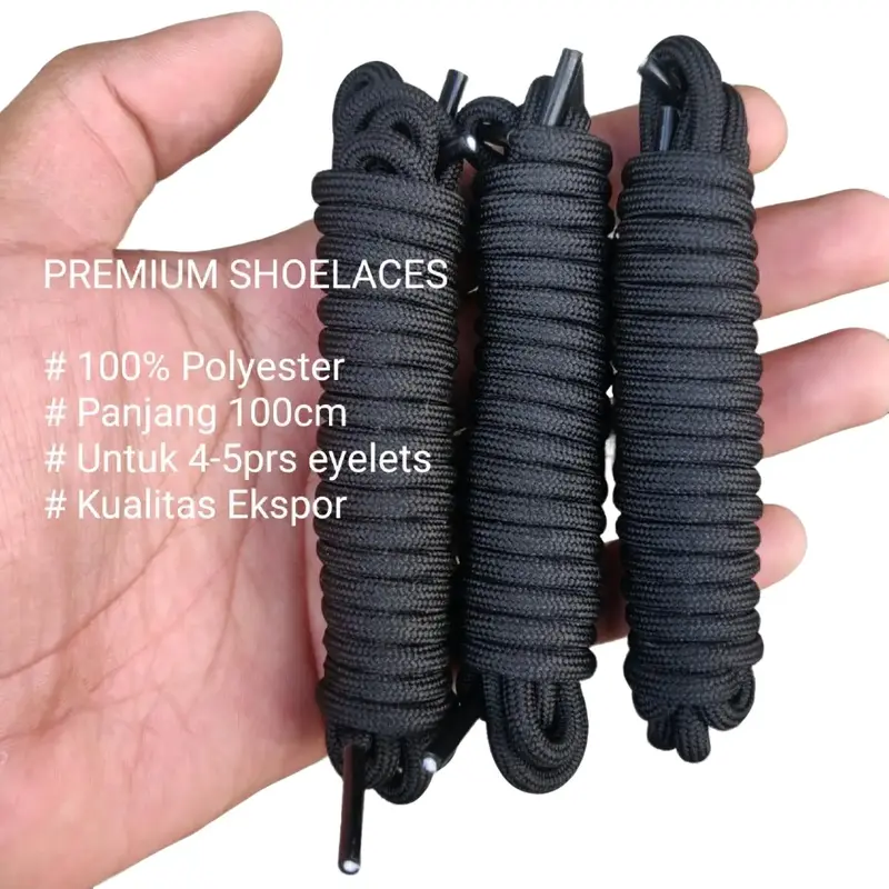 Tali Sepatu Safety Replacement / Premium Shoelaces Bulat Hitam Shoe Pria 0