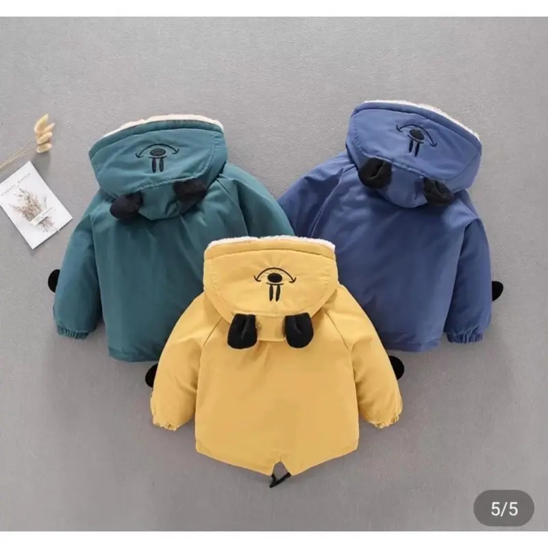 Áo khoác cho bé, áo phao gấu có mũ lót lông cho bé trai bé gái cao cấp ấm áp từ 7-23kg 7