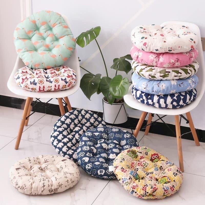 Đệm ngồi bệt nệm lót ghế size lớn Kiểu Nhật mềm mại họa tiết thổ cẩm 40cm ( 1 cái hình tròn )